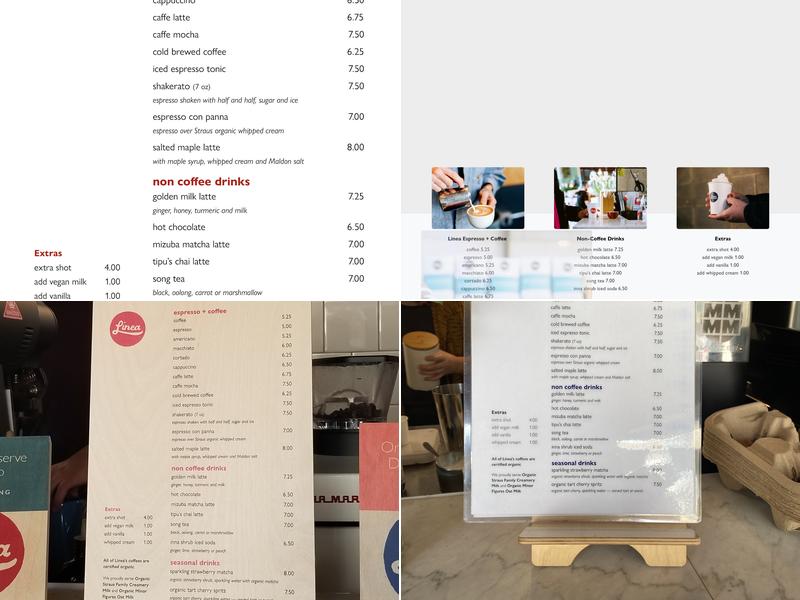 Linea Coffee Roasting + Caffe Menu