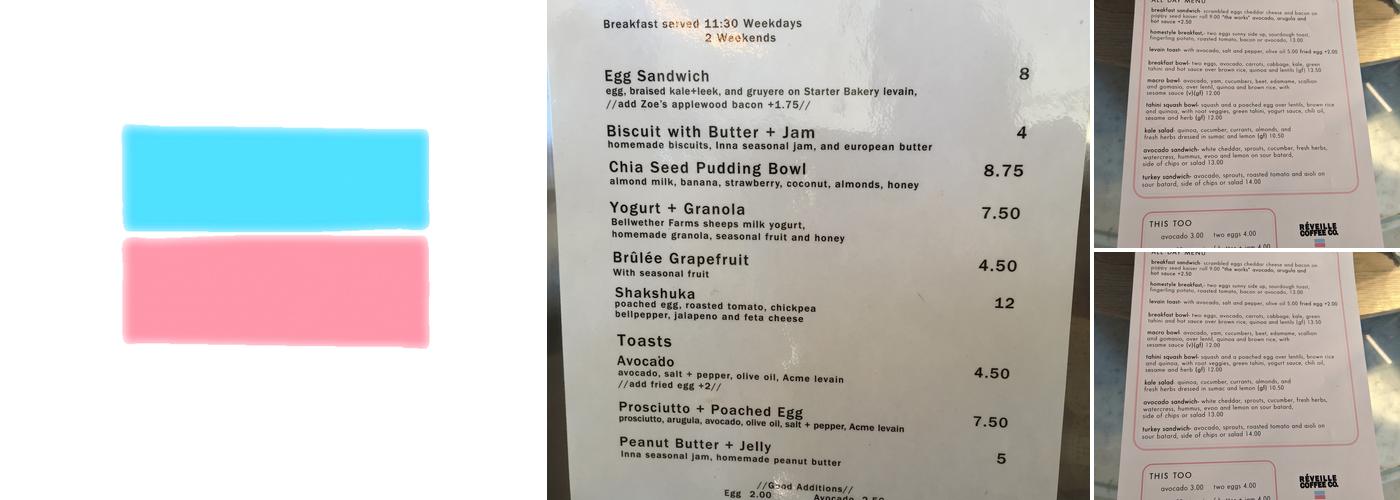 Réveille Coffee Co. Menu