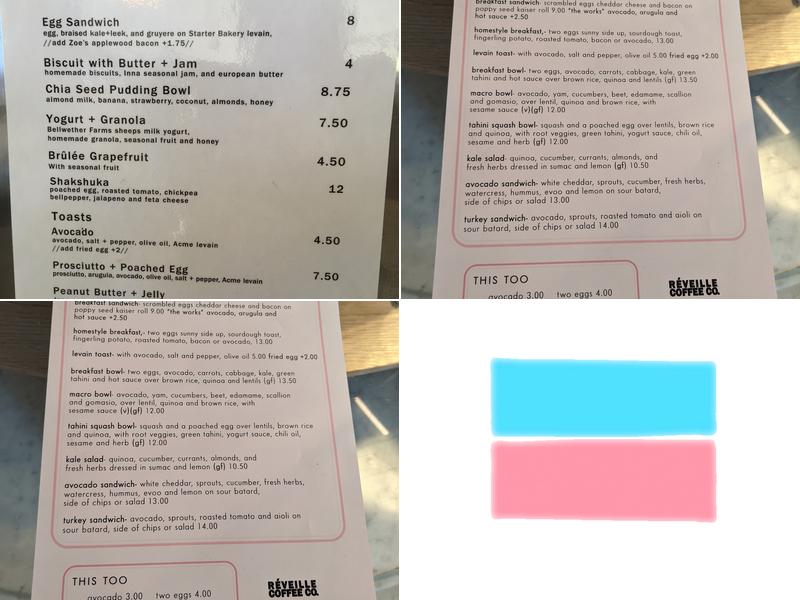 Réveille Coffee Co. Menu