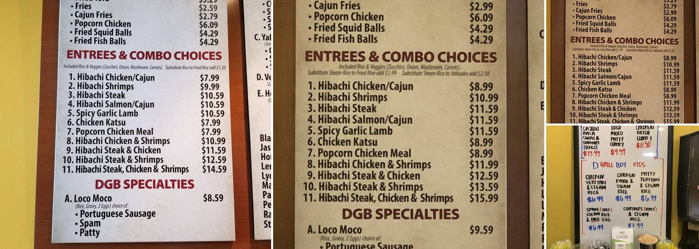 D Grill Boy Menu