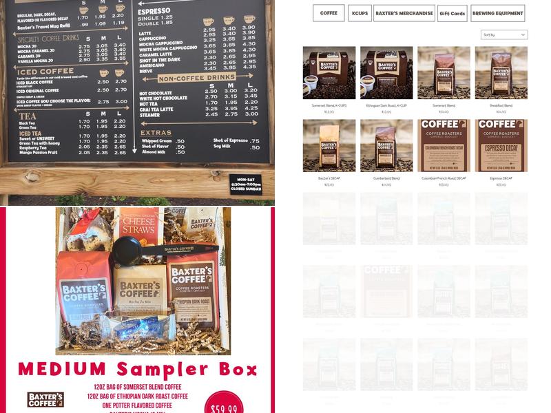 Baxter's Coffee - Drive Thru & Roasting Menu