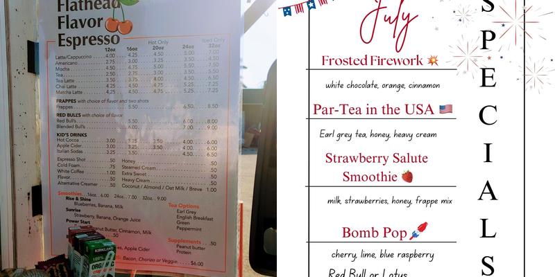 Flathead Flavor Espresso Menu