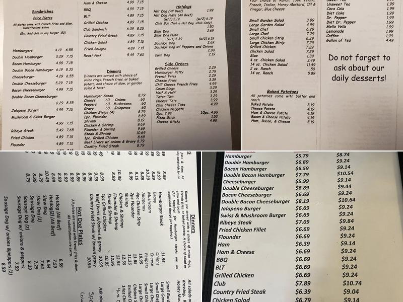 Derick’s Cafe Menu