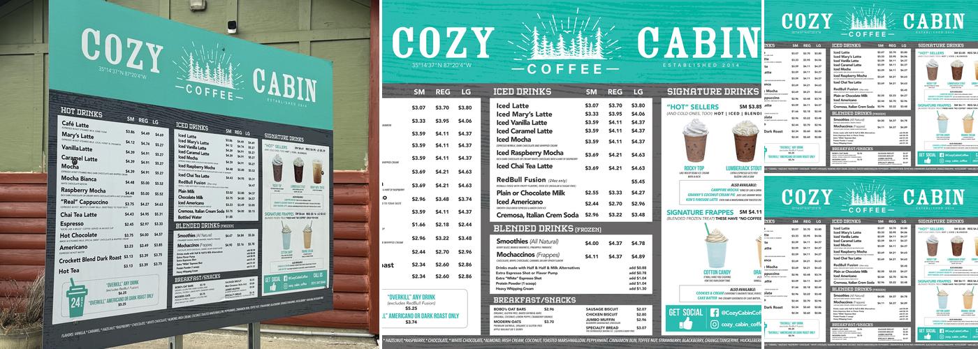 Cozy Cabin Coffee Menu