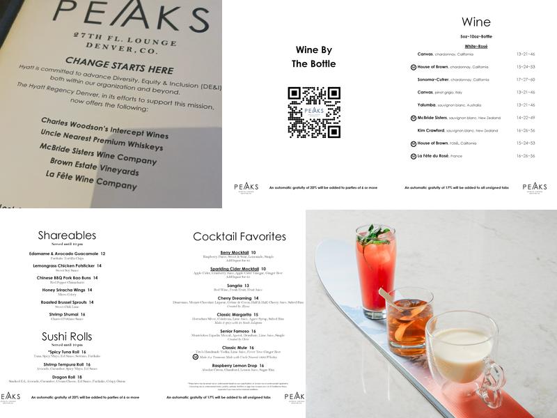 Peaks Lounge Menu