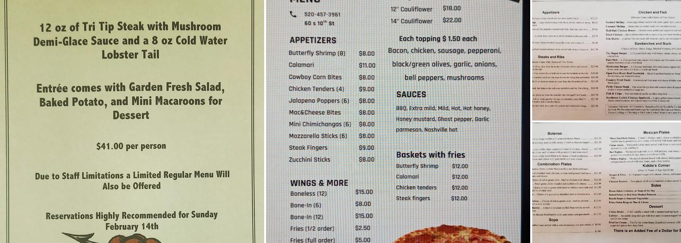 Johnny Ringo's Bar Menu