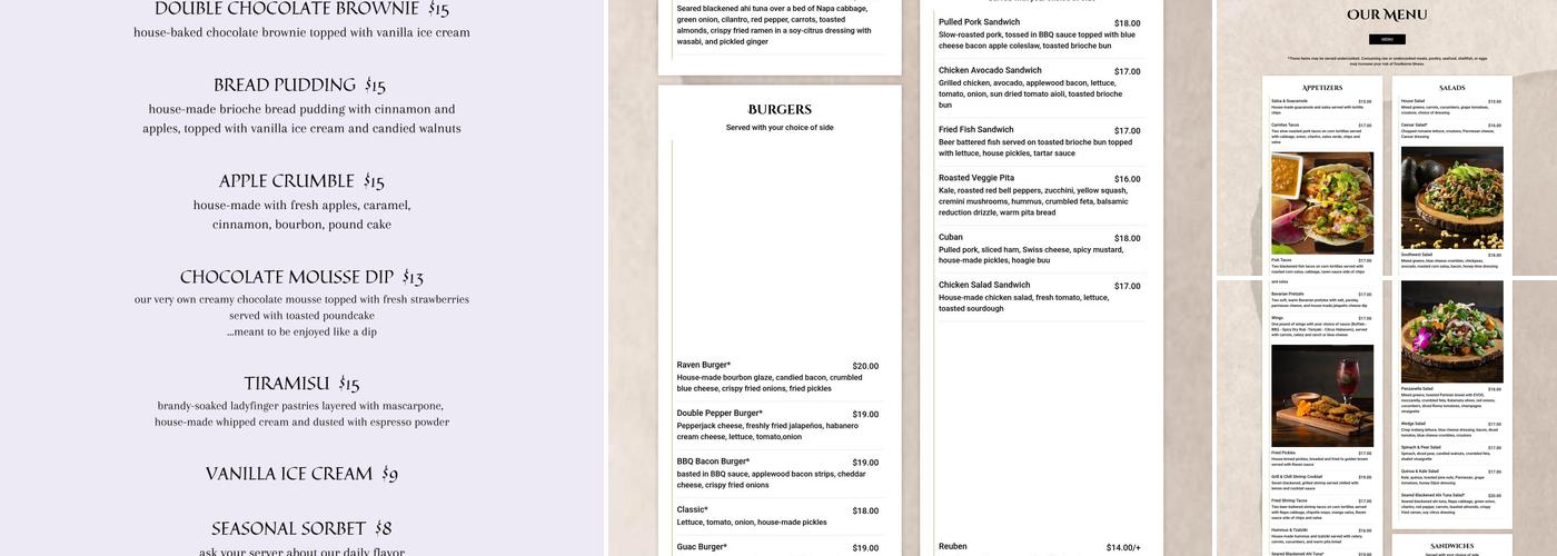Raven Gastropub Menu
