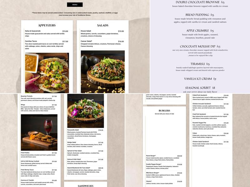 Raven Gastropub Menu