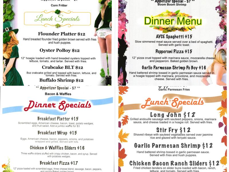 Wacko's Jacksonville Menu