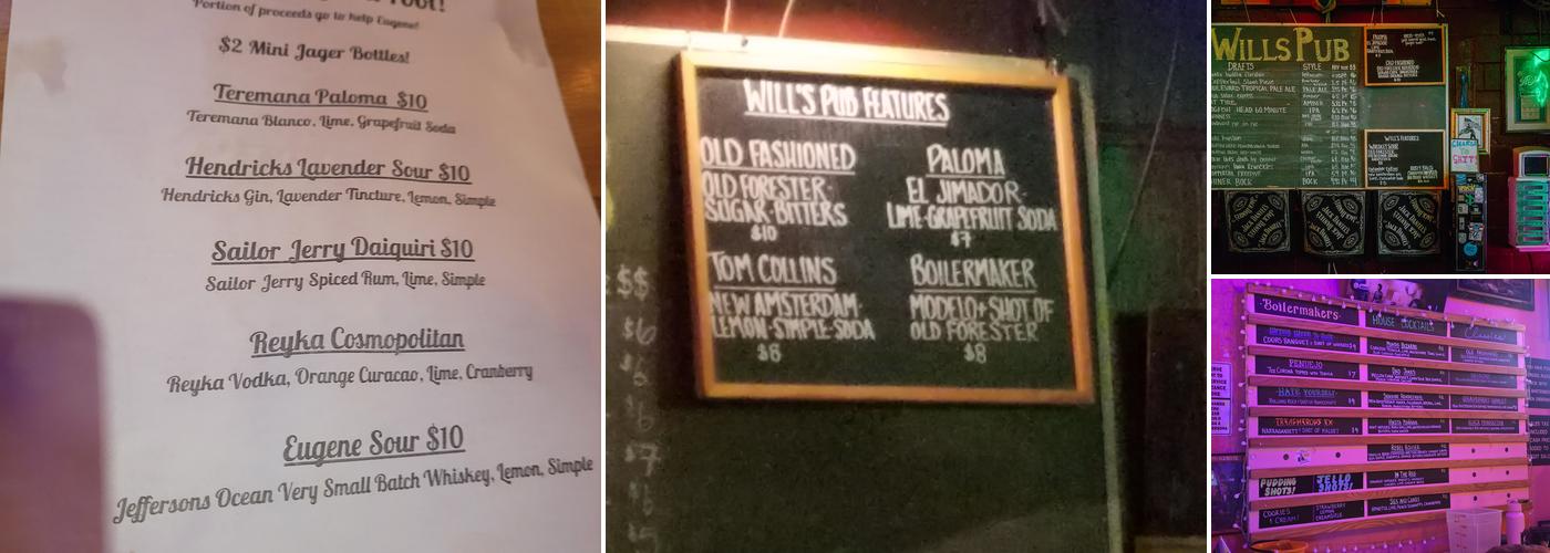Will's Pub Menu
