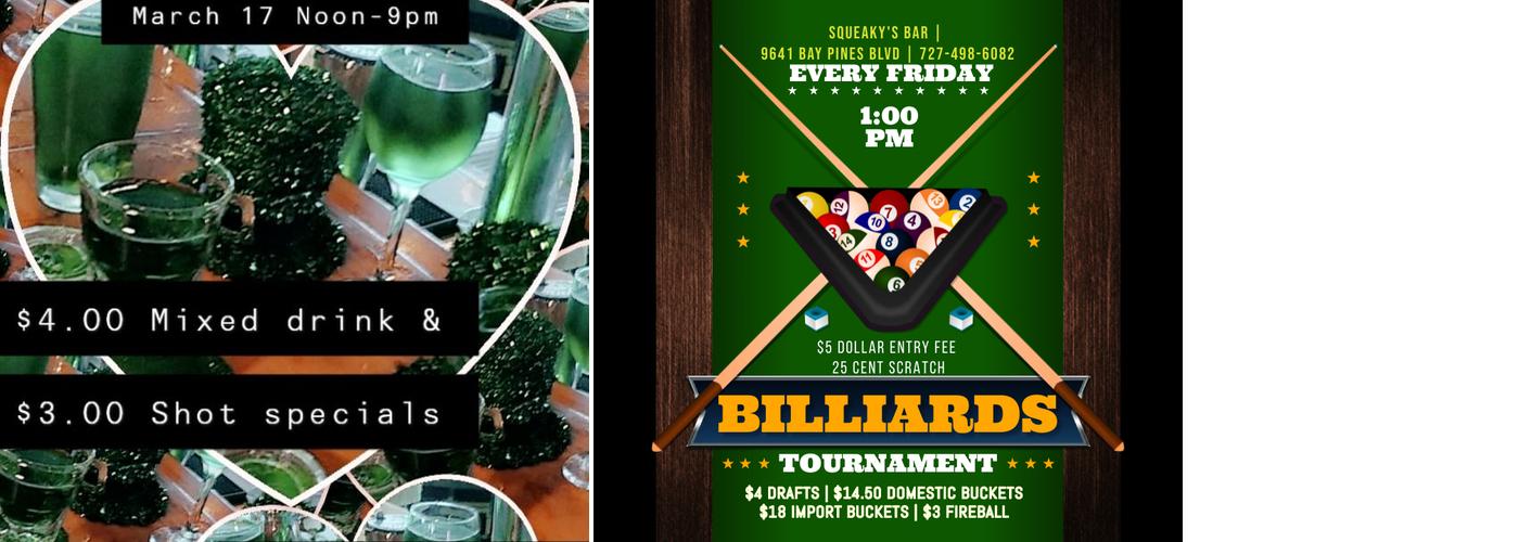 Squeaky's Bar Menu