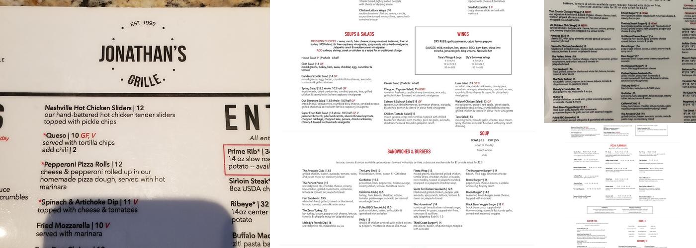 Jonathan's Grille Menu