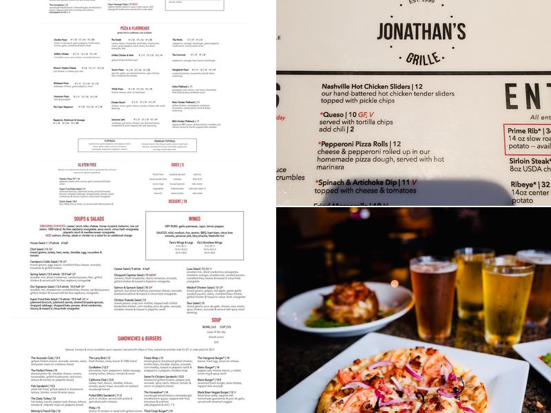 Jonathan's Grille Menu