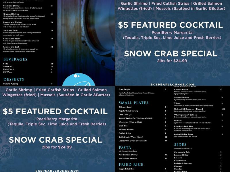 Pearl Lounge ATL Menu