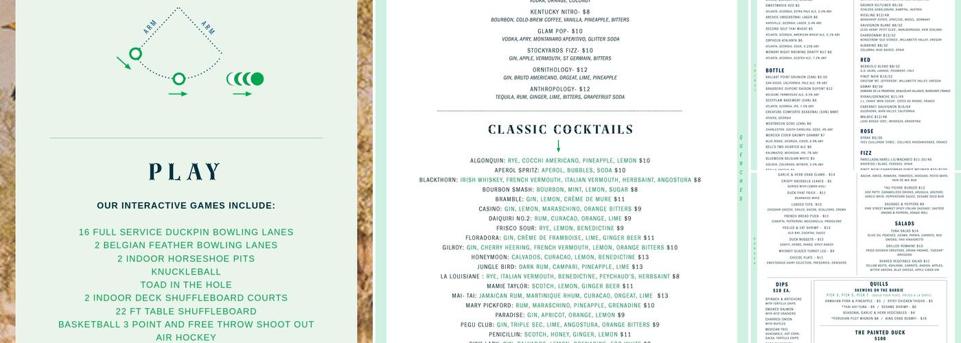 The Painted Duck Menu