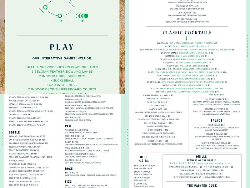 The Painted Duck Menu