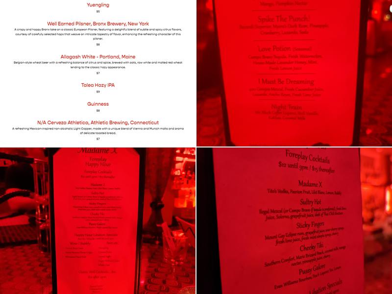 Madame X Menu