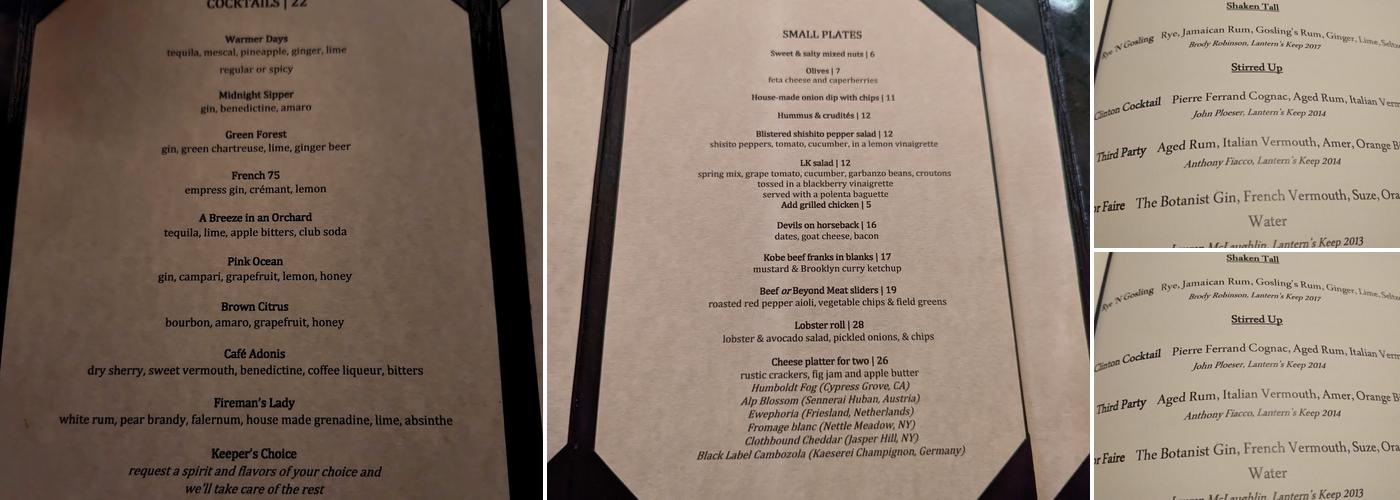 Lantern's Keep Menu