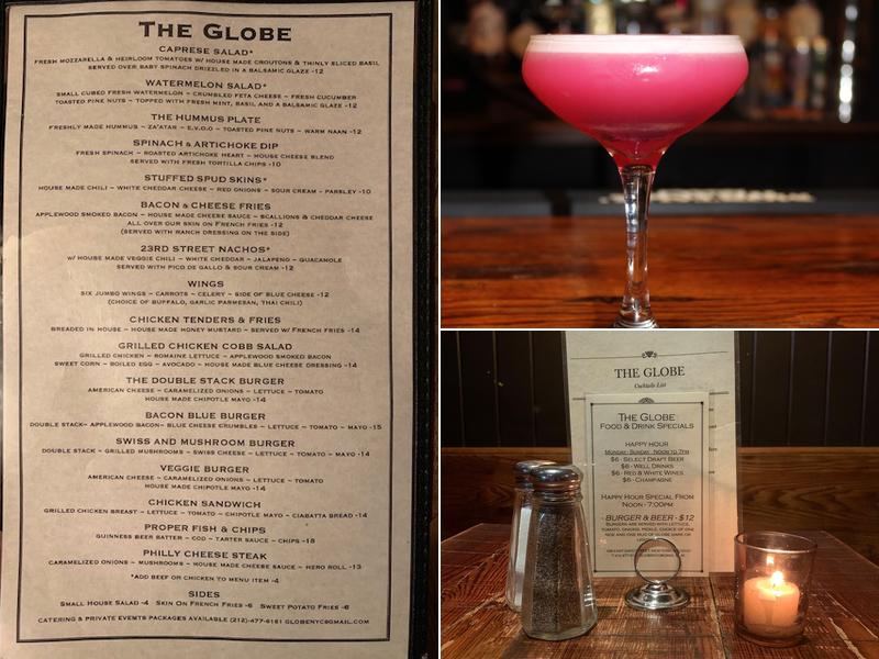 The Globe Bar Menu