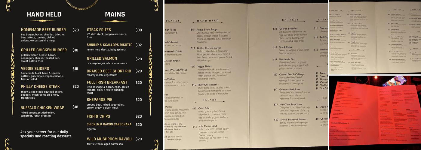 Wolfe Tone's Pub & Kitchen Menu