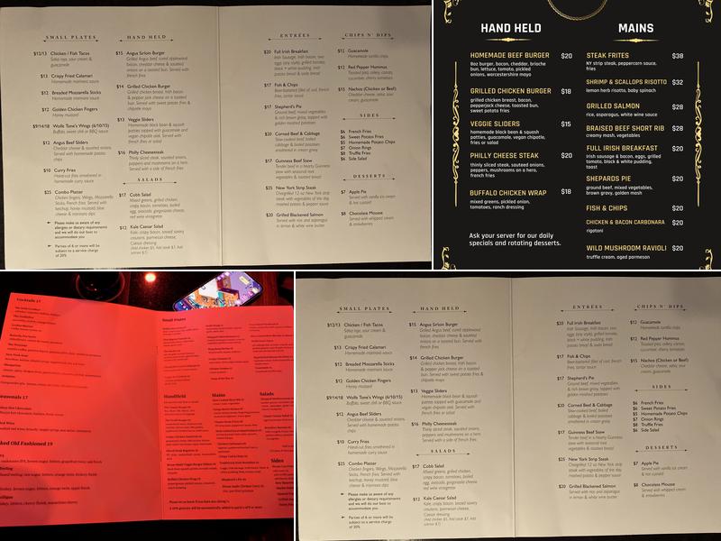 Wolfe Tone's Pub & Kitchen Menu
