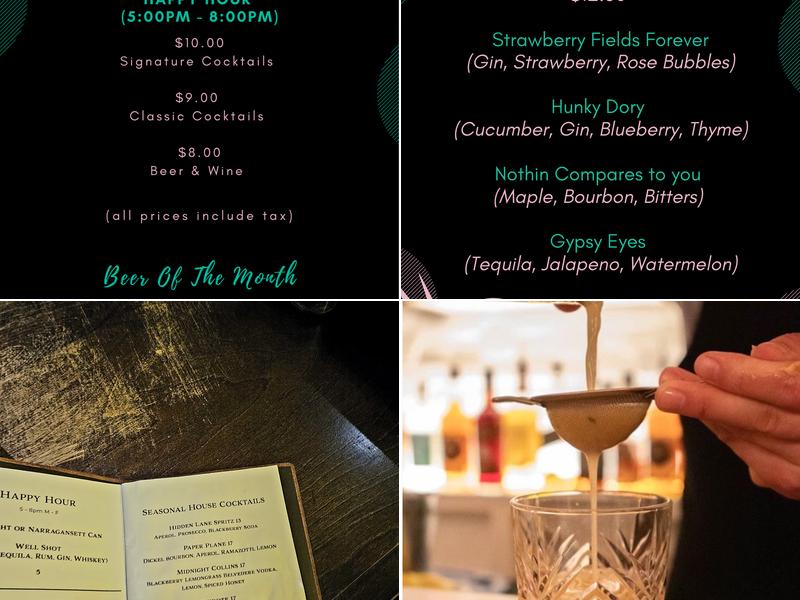 Hidden Lane Bar Menu