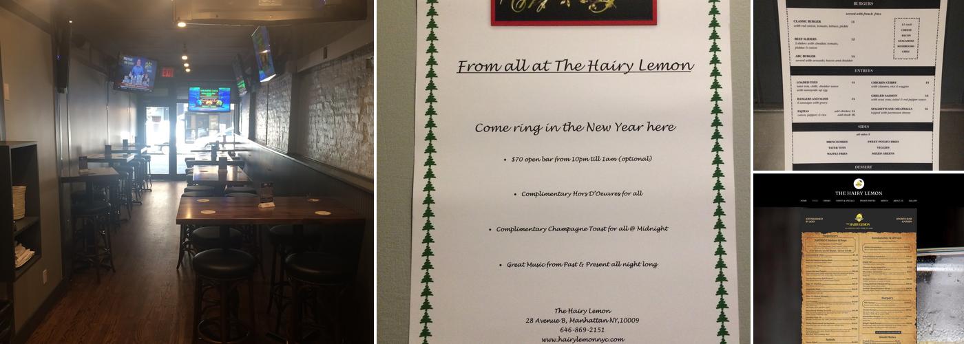 The Hairy Lemon Menu