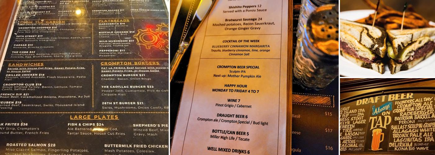 Crompton Ale House Menu