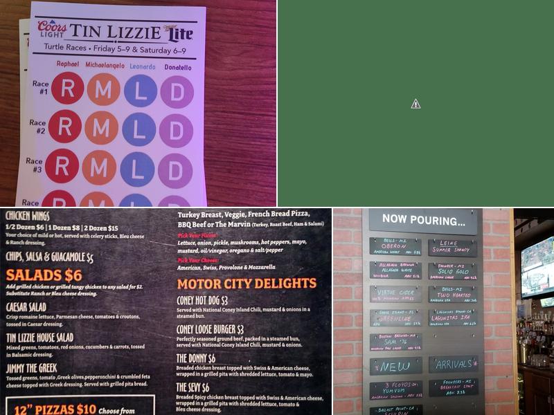 The Tin Lizzie Menu