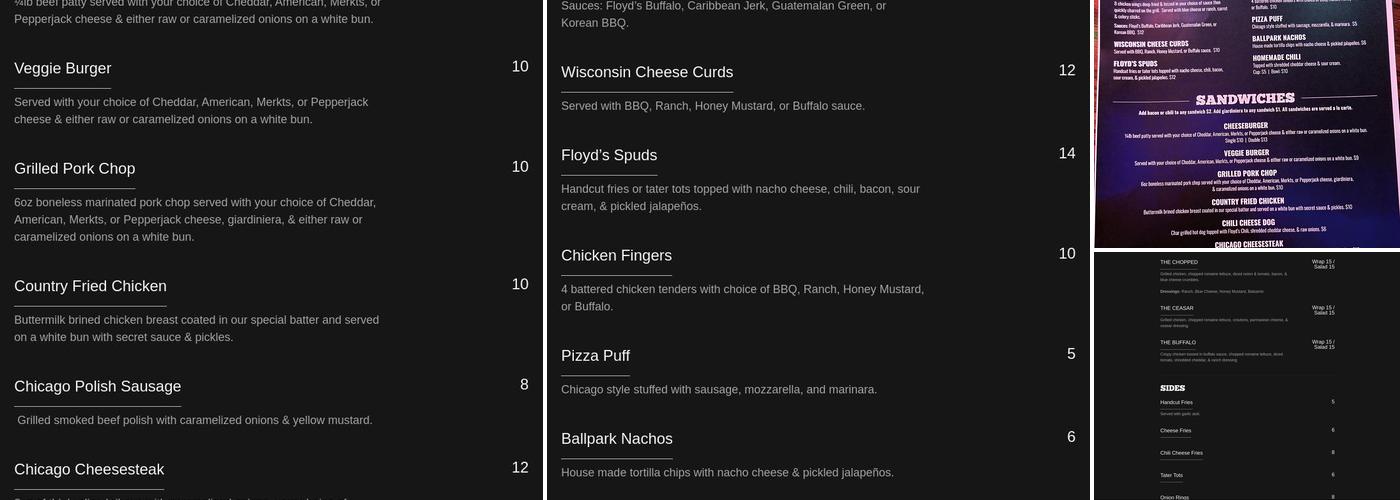 Floyd's Pub Menu
