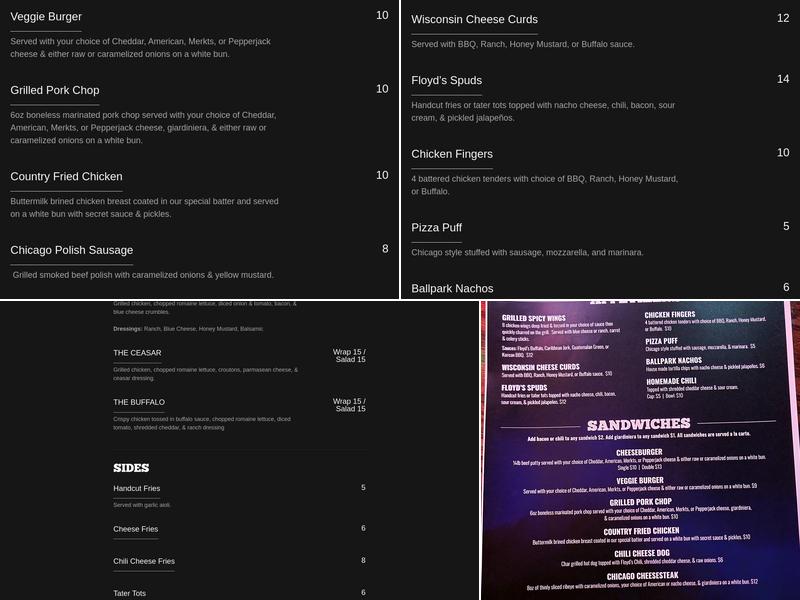 Floyd's Pub Menu