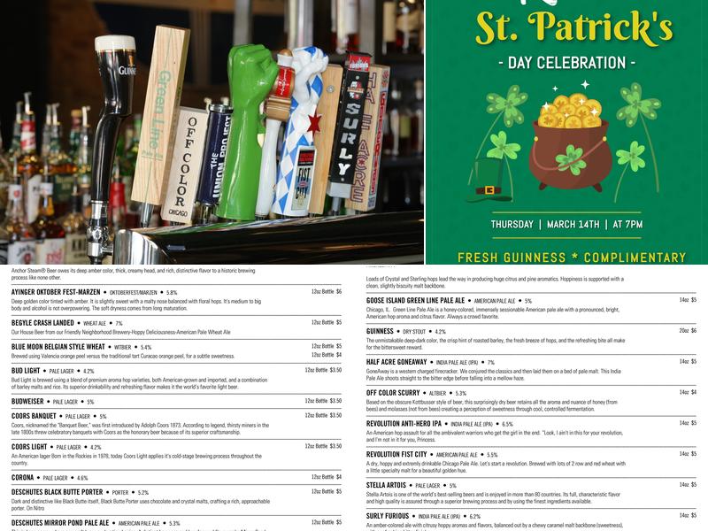 Roscoe Village Pub Menu