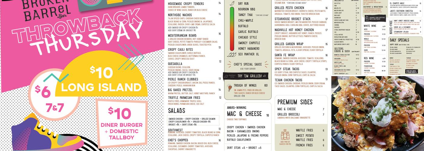 Broken Barrel Bar Menu