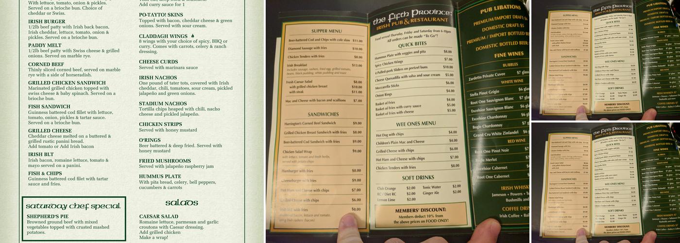 5th Province Menu