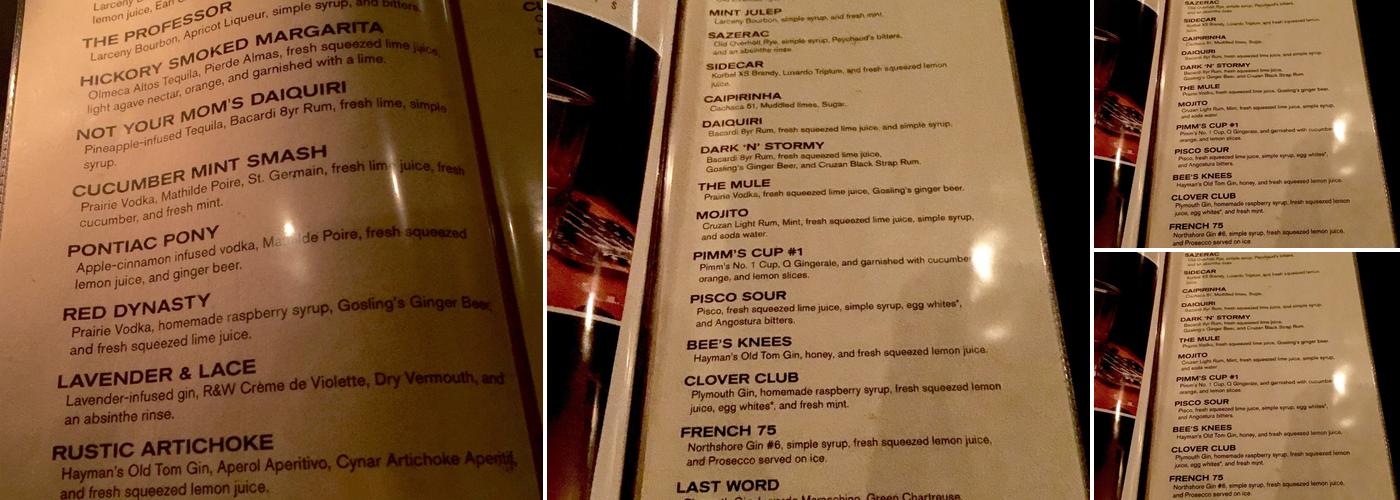 Elixir Lounge Menu