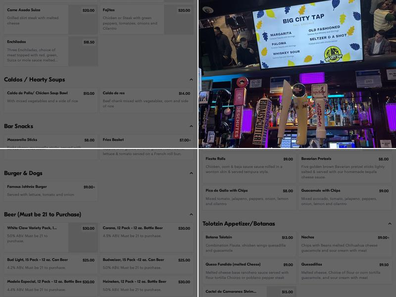 Big City Tap Menu