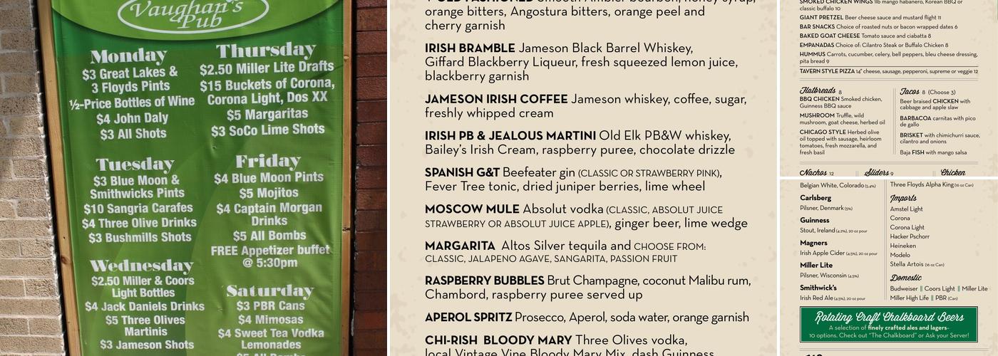 Vaughan's Pub Menu