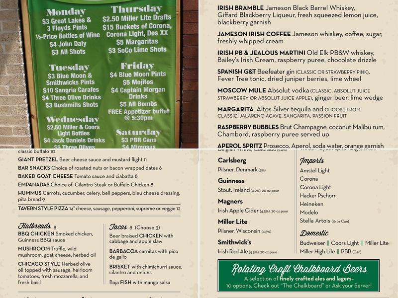 Vaughan's Pub Menu