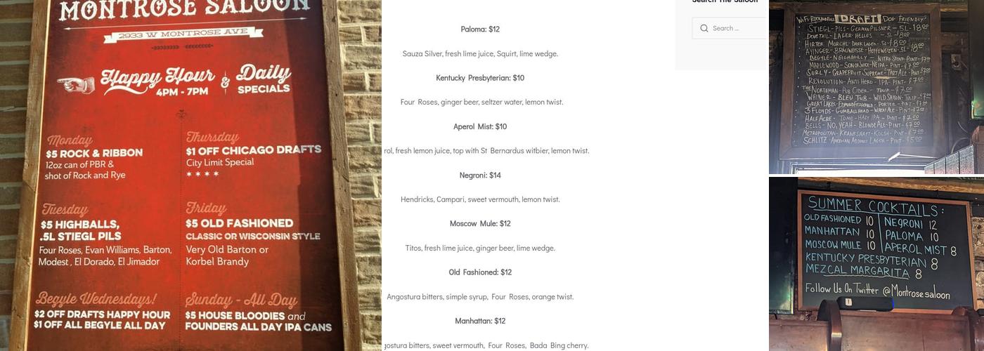 Montrose Saloon Menu