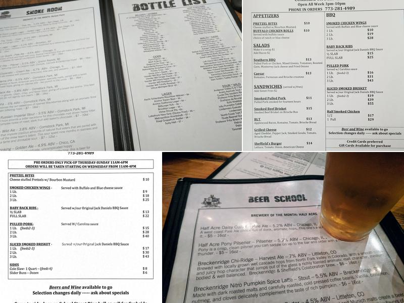 Sheffield's Wine & Beer Garden Menu