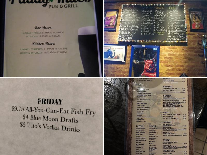 Paddy Mac's Menu