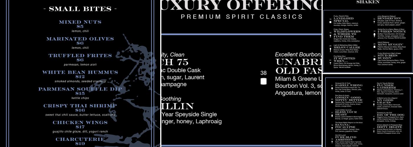 The Violet Hour Menu