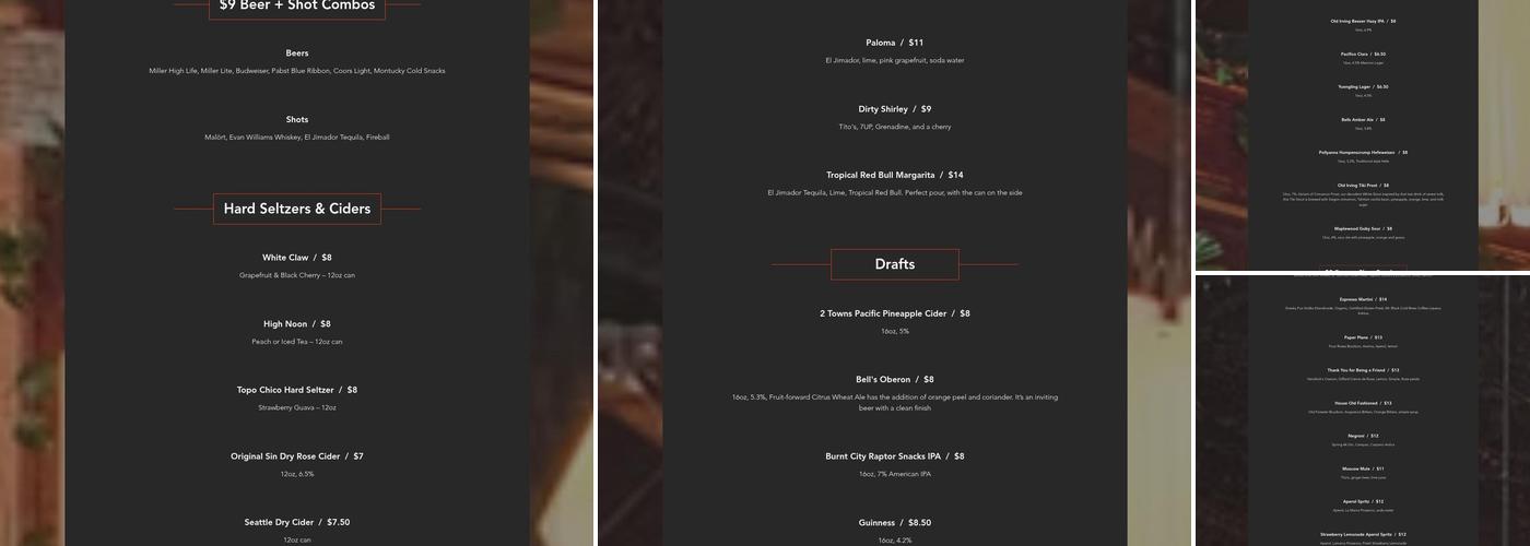 Easy Bar Menu