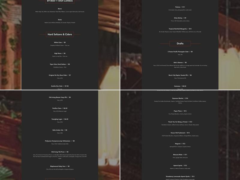 Easy Bar Menu