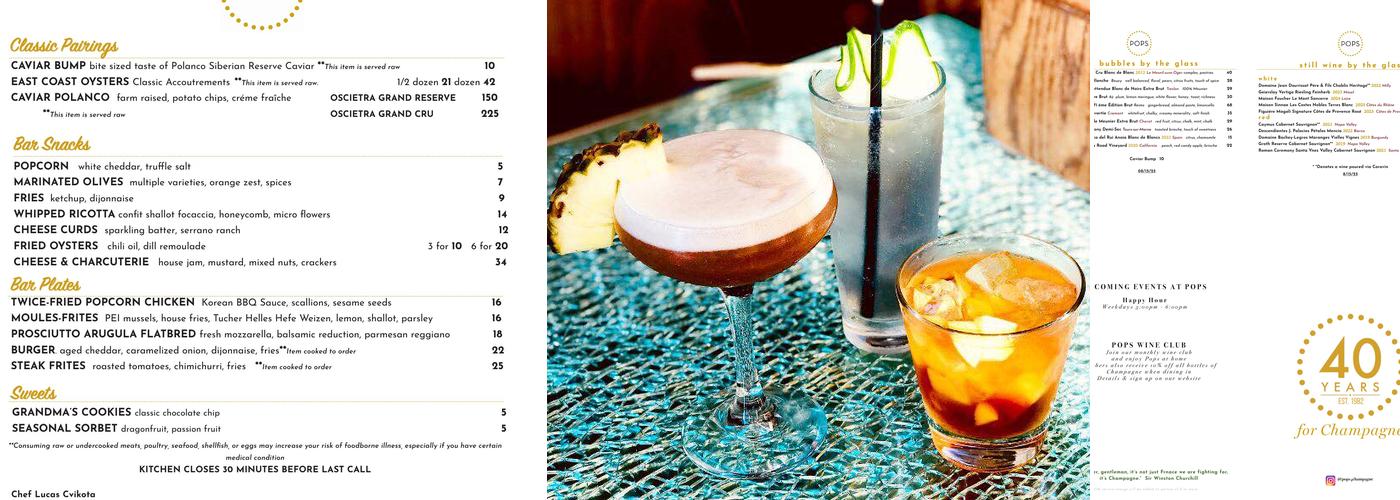 Pops for Champagne Menu
