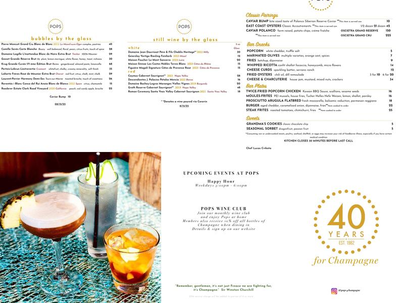 Pops for Champagne Menu