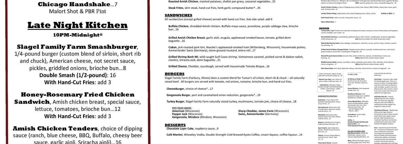 Tuman's Tap and Grill Menu