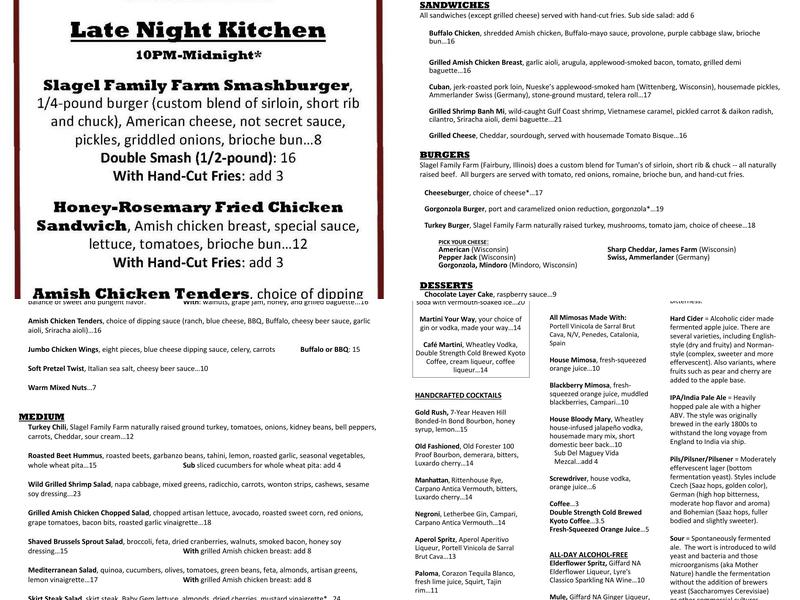 Tuman's Tap and Grill Menu