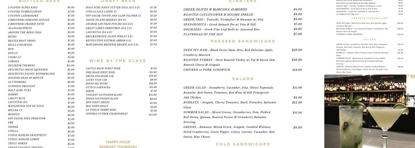 Stelios Bottles & Bites Menu