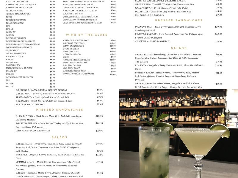 Stelios Bottles & Bites Menu